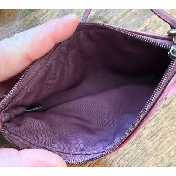 Coach Suede Leather Zip Closure Purple Wristlet/Clutch - Picture 4 of 4